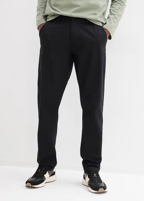 Chinohose aus Leinen-Mix in Regular Fit in schwarz von vorne - bonprix