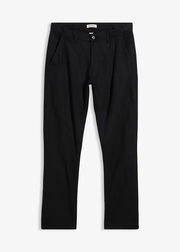Chinohose aus Leinen-Mix in Regular Fit in schwarz von vorne - bonprix