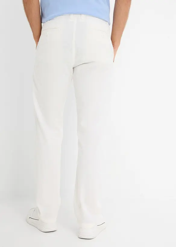 Chinohose aus Leinen-Mix in Regular Fit in weiß von hinten - bonprix