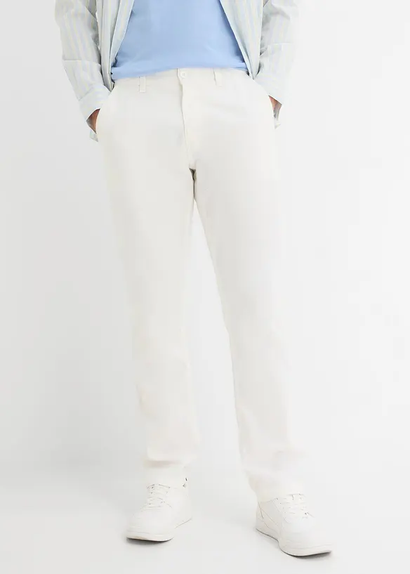 Chinohose aus Leinen-Mix in Regular Fit in weiß von vorne - bonprix