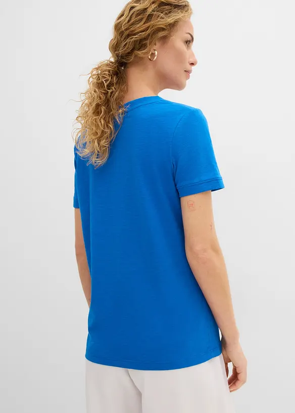 T-Shirt aus reiner Baumwolle in blau von hinten (im Anschnitt) - bonprix