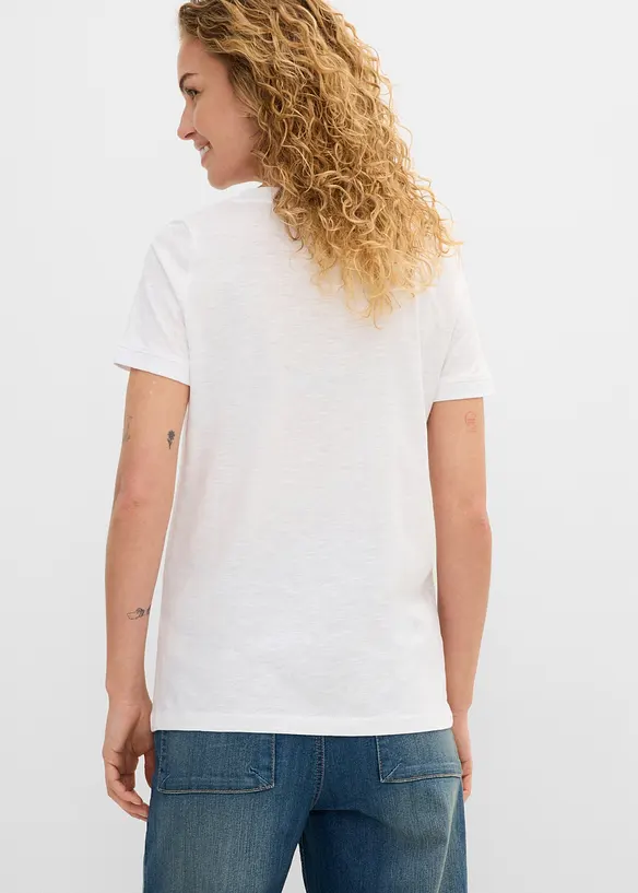 T-Shirt aus reiner Baumwolle in weiß von hinten (im Anschnitt) - bonprix