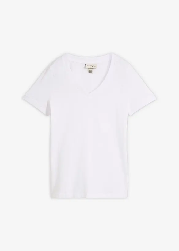 T-Shirt aus reiner Baumwolle in weiß von vorne - bonprix