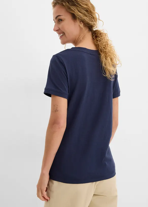 T-Shirt aus reiner Baumwolle in blau von hinten (im Anschnitt) - bonprix
