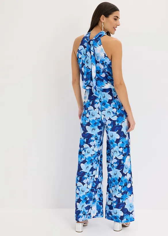 Overall aus glänzendem Satin in blau von hinten (Totalaufnahme) - bonprix