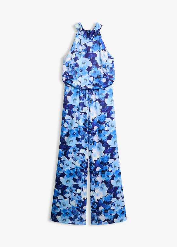 Overall aus glänzendem Satin in blau von vorne - bonprix