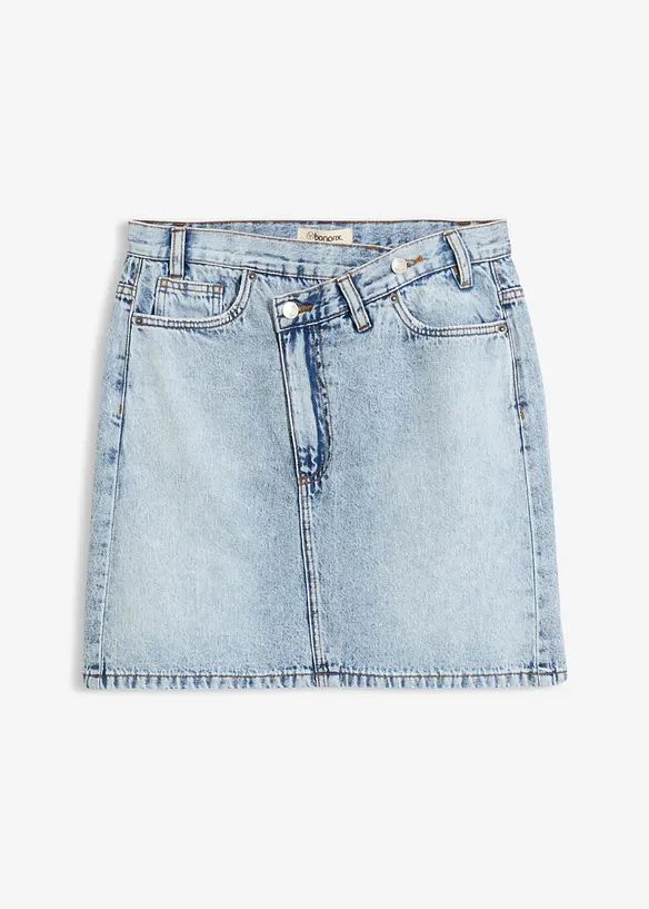 Jeansrock mit asymmetrischem Bund in blau von vorne - bonprix