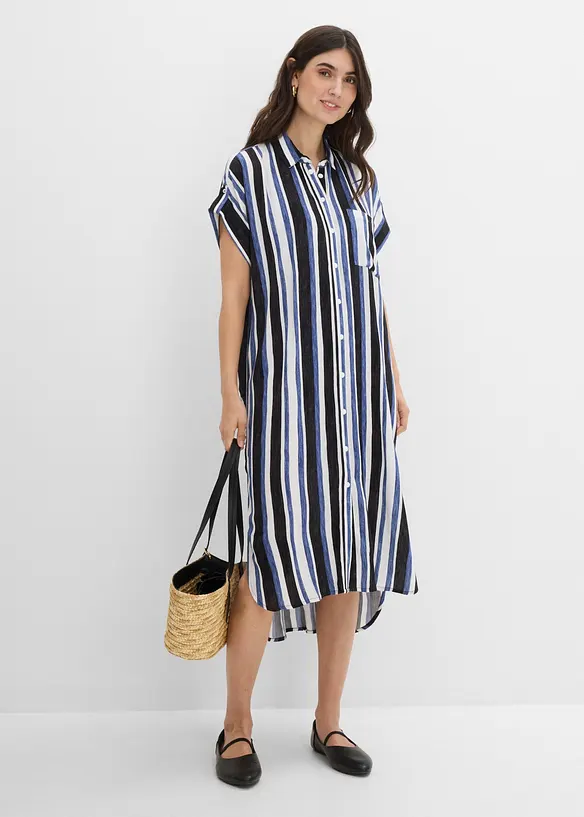 Blusenkleid aus fließender Viskose in schwarz von vorne (Totalaufnahme) - bonprix