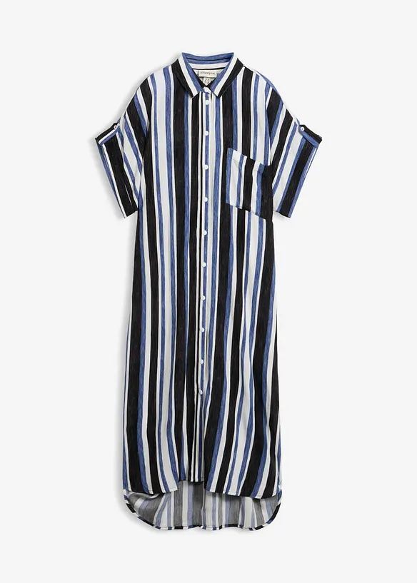 Blusenkleid aus fließender Viskose in schwarz von vorne - bonprix