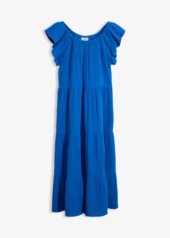 Musselin-Midikleid aus reiner Baumwolle in blau von vorne - bonprix Musselin-Midikleid aus reiner Baumwolle in blau von vorne - bonprix
