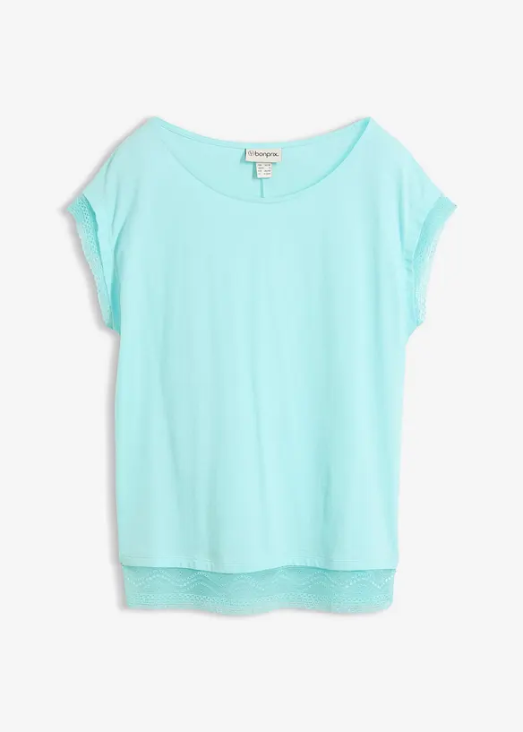 Boxy-Shirt aus reiner Bio-Baumwolle in blau von vorne - bonprix