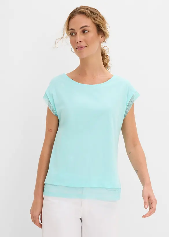 Boxy-Shirt aus reiner Bio-Baumwolle in blau von vorne (im Anschnitt) - bonprix