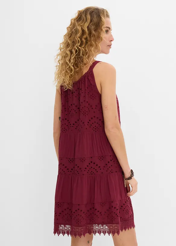 Trägerkleid aus Viskose mit Spitze in rot von hinten (Totalaufnahme) - bonprix