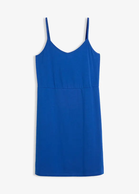 Sommer-Jersey-Kleid mit verstellbaren Trägern in blau von vorne - bonprix