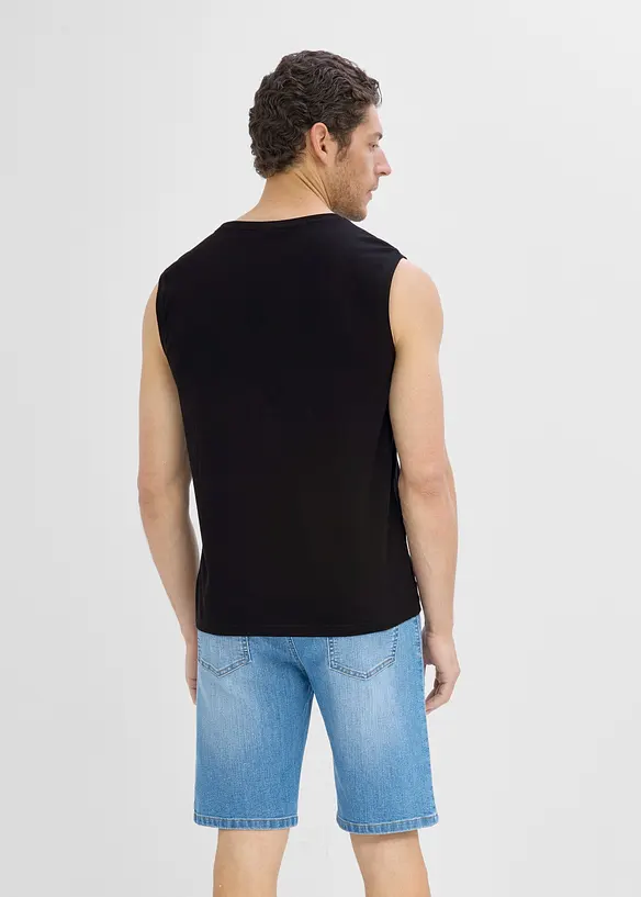 Muskel-Shirt aus reiner Baumwolle (2er Pack) in schwarz von hinten (im Anschnitt) - bonprix