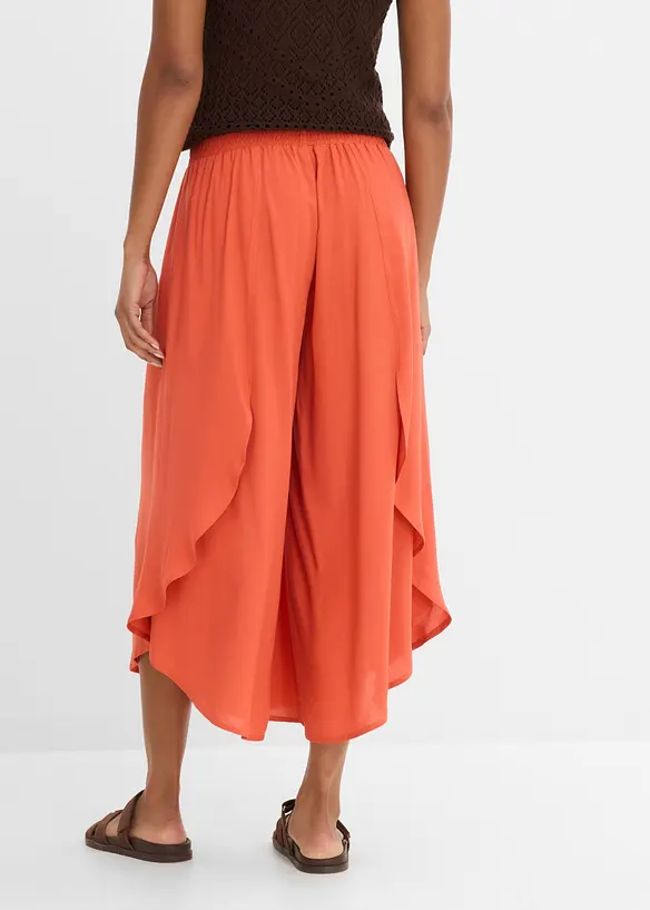 Wadenlange Culotte aus softer Viskose in rot von hinten - bonprix