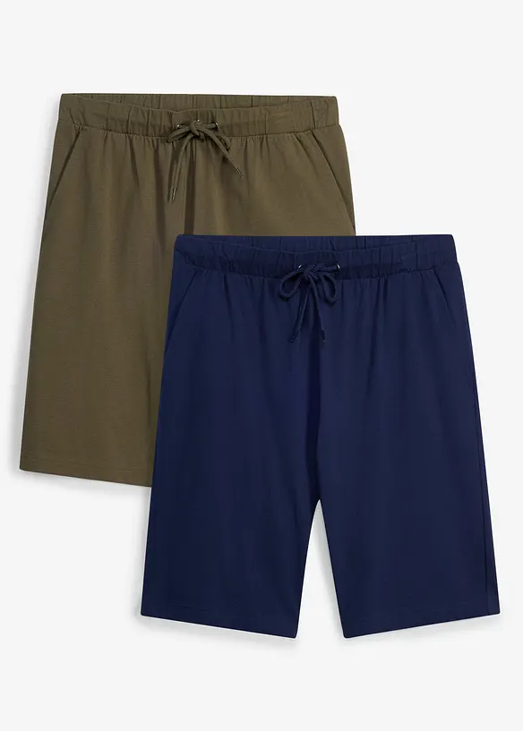Jersey-Shorts (2er Pack) in grün von vorne - bonprix