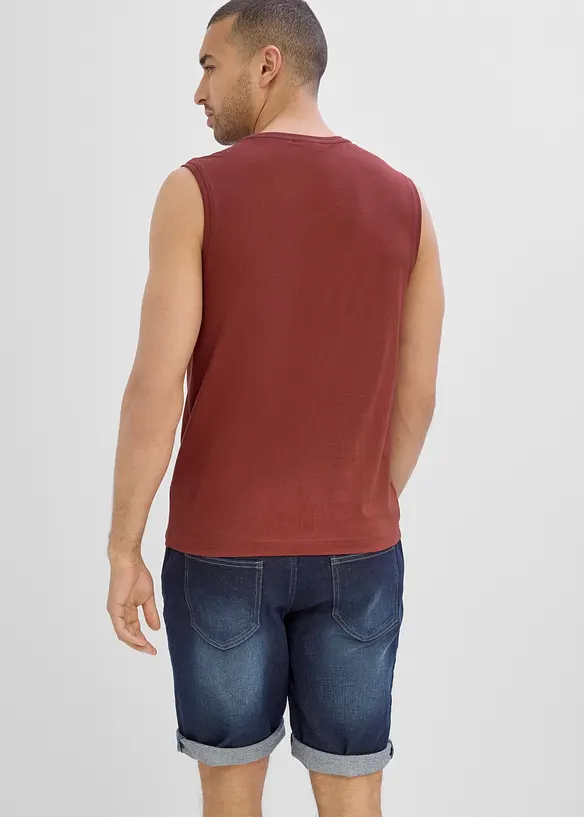 Muskel-Shirt aus hautfreundlicher Bio-Baumwolle (2er Pack) in blau von hinten (im Anschnitt) - bonprix