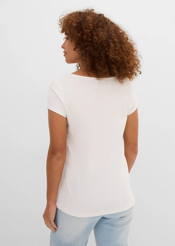 Kurzarmshirt mit Karree-Ausschnitt in weiß von hinten (im Anschnitt) - bonprix