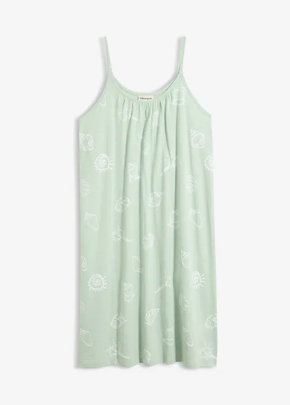 Hänger-Jerseykleid aus Bio-Baumwolle in grün von vorne - bonprix