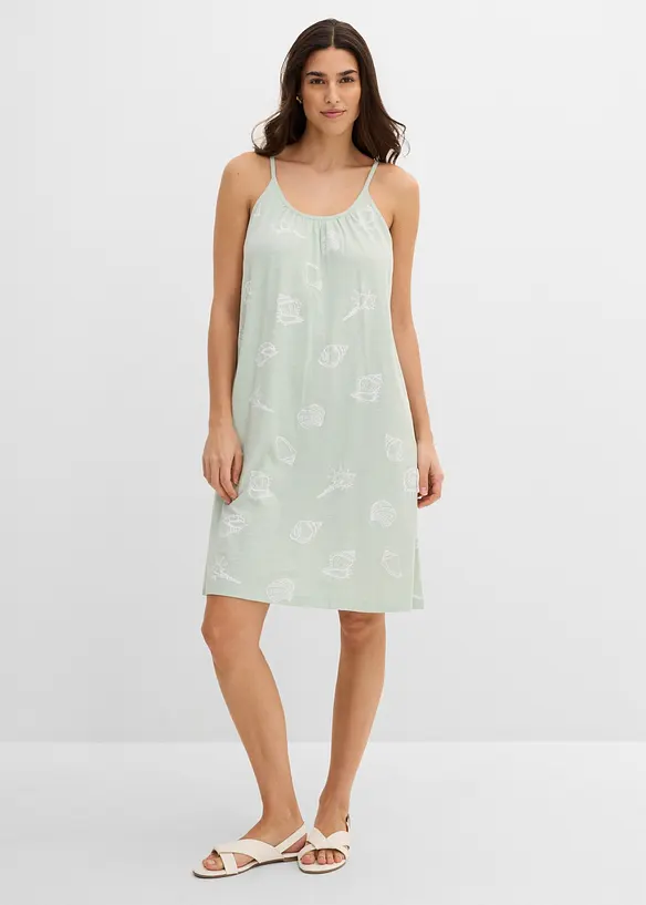 Hänger-Jerseykleid aus Bio-Baumwolle in grün von vorne (Totalaufnahme) - bonprix