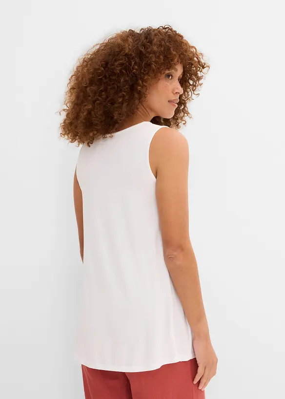Long-Top aus softer Viskose, 2er Pack in weiß von hinten (im Anschnitt) - bonprix