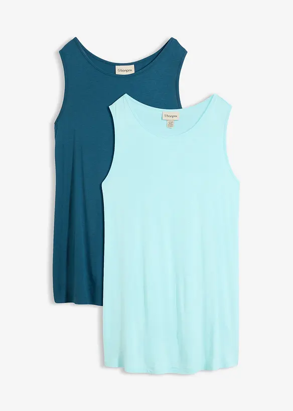 Long-Top aus softer Viskose, 2er Pack in blau von vorne - bonprix