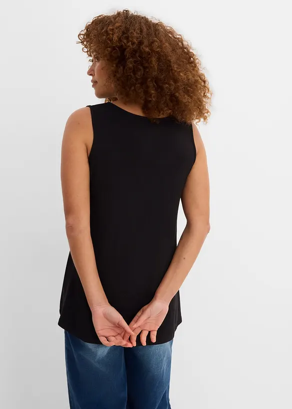 Long-Top aus softer Viskose, 2er Pack in schwarz von hinten (im Anschnitt) - bonprix