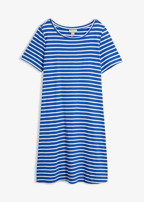 Baumwoll-Shirtkleid aus Flammgarn in blau von vorne - bonprix