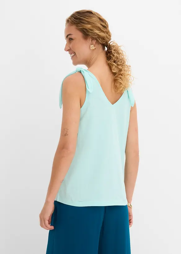 Top aus reiner Bio-Baumwolle in blau von hinten (im Anschnitt) - bonprix