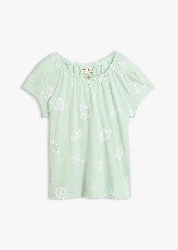 Bedrucktes Shirt aus Bio-Baumwolle in grün von vorne - bonprix