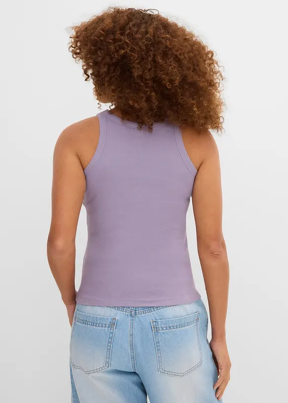 Geripptes Tanktop in lila von hinten (im Anschnitt) - bonprix Geripptes Tanktop in lila von hinten (im Anschnitt) - bonprix