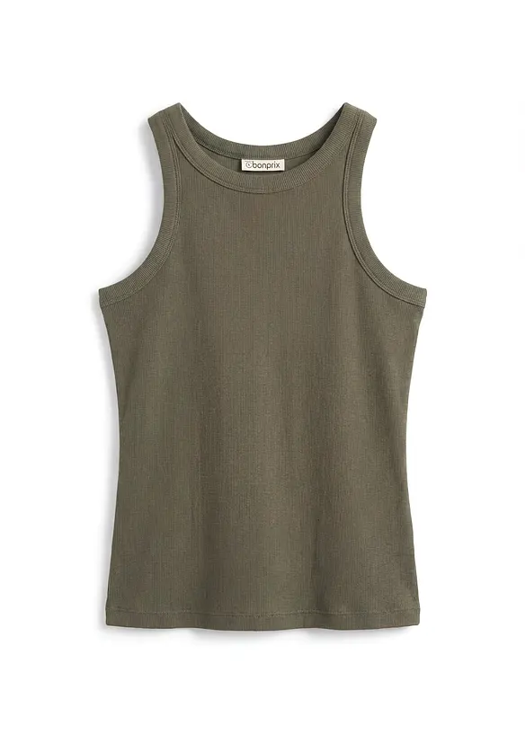 Geripptes Tanktop in grün von vorne - bonprix Geripptes Tanktop in grün von vorne - bonprix