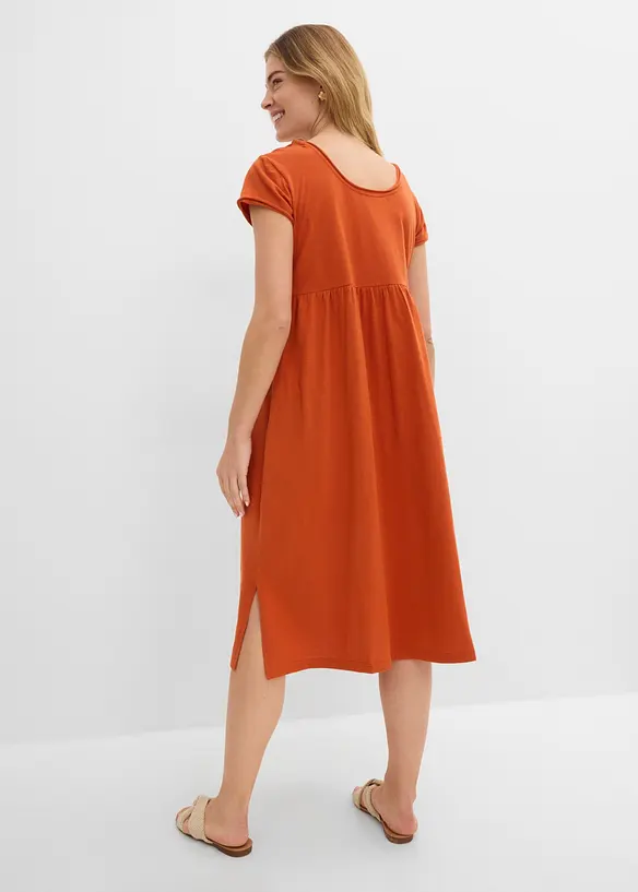 Midikleid aus reiner Bio-Baumwolle in orange von hinten (Totalaufnahme) - bonprix