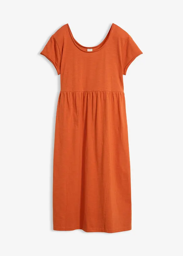 Midikleid aus reiner Bio-Baumwolle in orange von vorne - bonprix