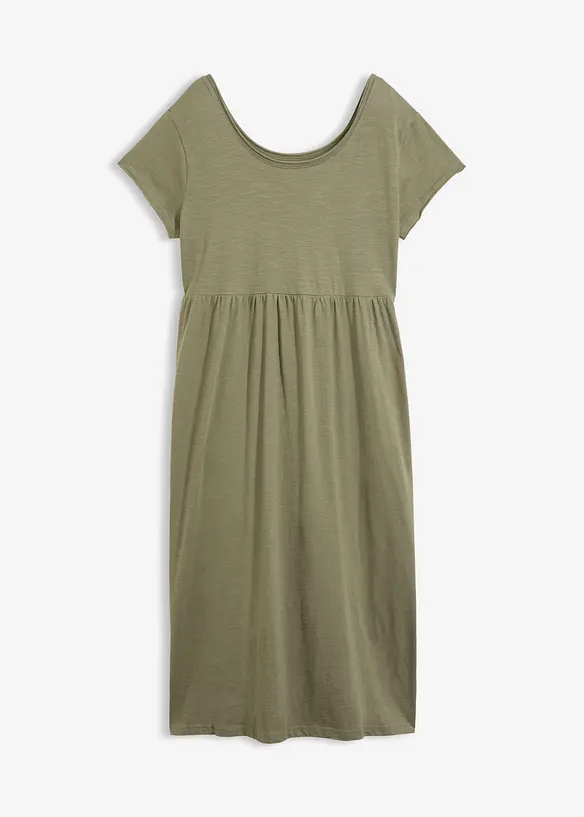 Midikleid aus reiner Bio-Baumwolle in grün von vorne - bonprix