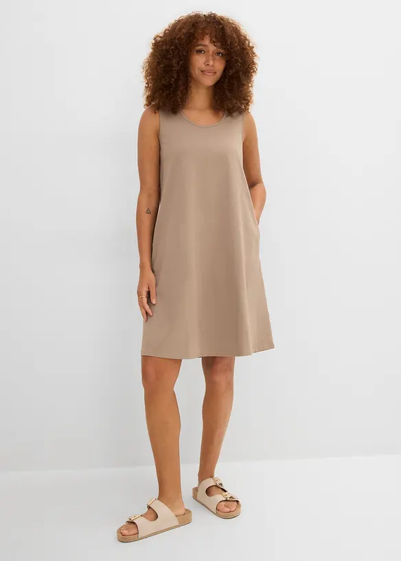 Jerseykleid mit reiner Bio-Baumwolle in braun von vorne (Totalaufnahme) - bonprix Jerseykleid mit reiner Bio-Baumwolle in braun von vorne (Totalaufnahme) - bonprix
