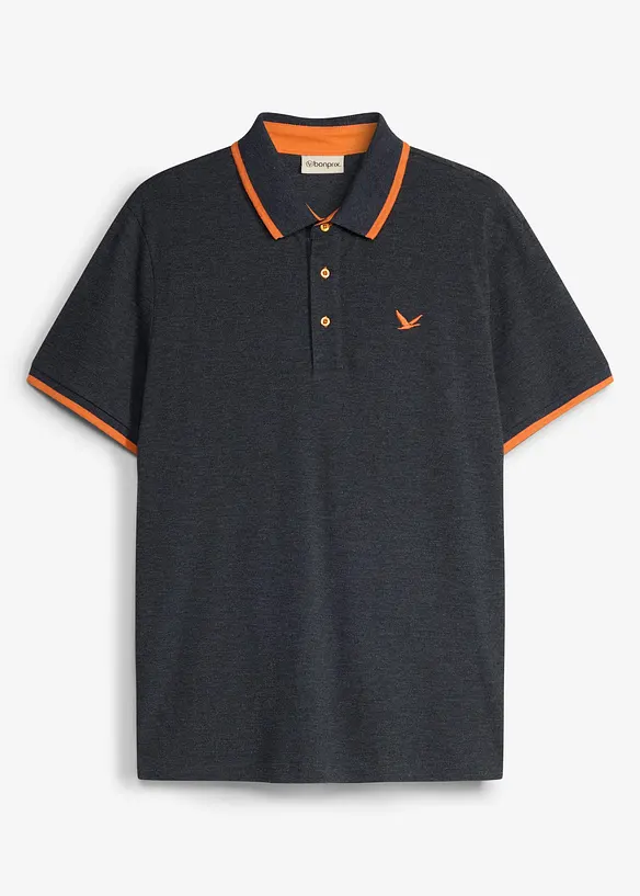 Piqué-Poloshirt mit reiner Bio-Baumwolle in schwarz von vorne - bonprix