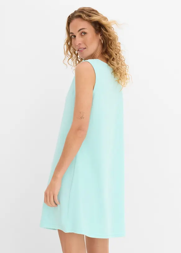 Frottee-Kleid aus Baumwoll-Mix in blau von hinten (Totalaufnahme) - bonprix