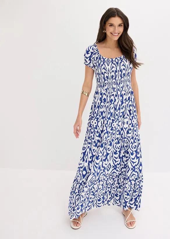 Maxikleid aus Viskose-Mix in blau von vorne (Totalaufnahme) - bonprix Maxikleid aus Viskose-Mix in blau von vorne (Totalaufnahme) - bonprix