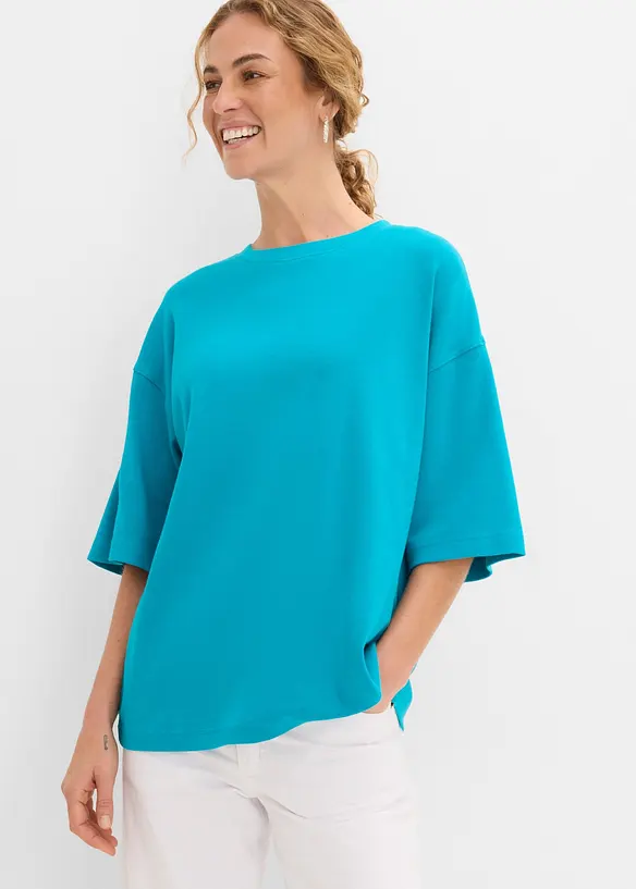 Oversize-Shirt aus reiner schwerer Bio-Baumwolle in blau von vorne (im Anschnitt) - bonprix Oversize-Shirt aus reiner schwerer Bio-Baumwolle in blau von vorne (im Anschnitt) - bonprix