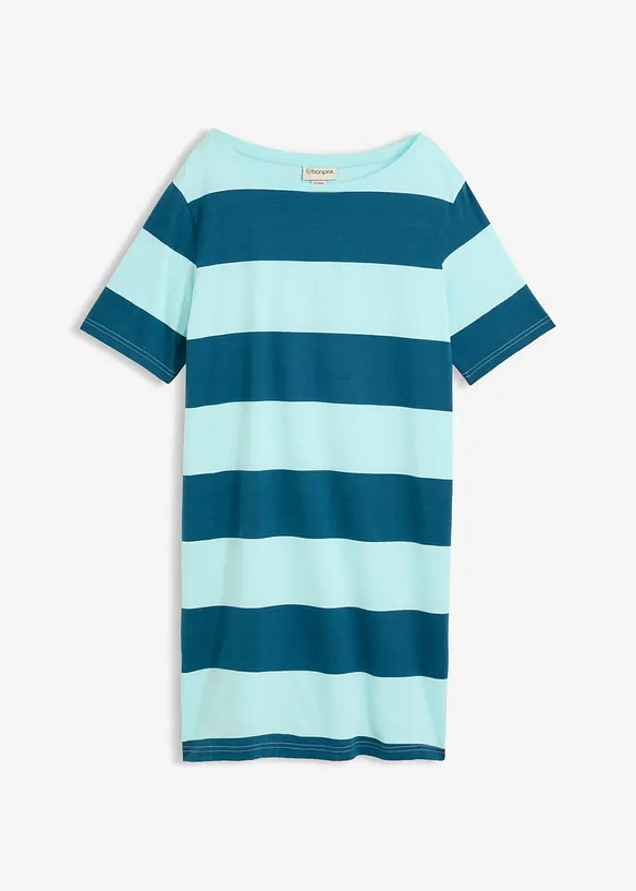 Shirtkleid aus reiner Bio-Baumwolle in blau von vorne - bonprix