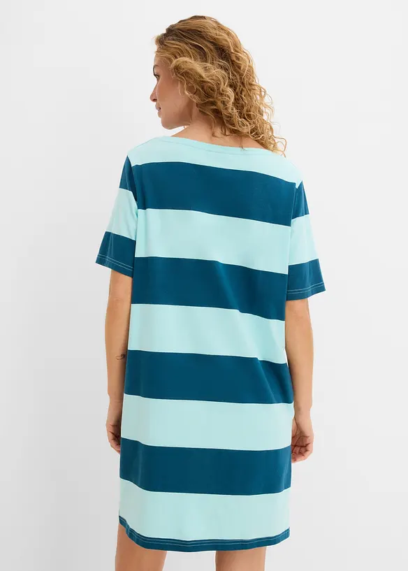 Shirtkleid aus reiner Bio-Baumwolle in blau von hinten (Totalaufnahme) - bonprix