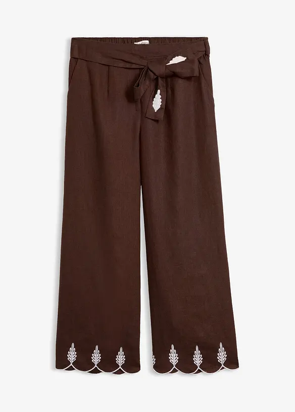 Leinen-Culotte mit Gürtel in braun von vorne - bonprix Leinen-Culotte mit Gürtel in braun von vorne - bonprix