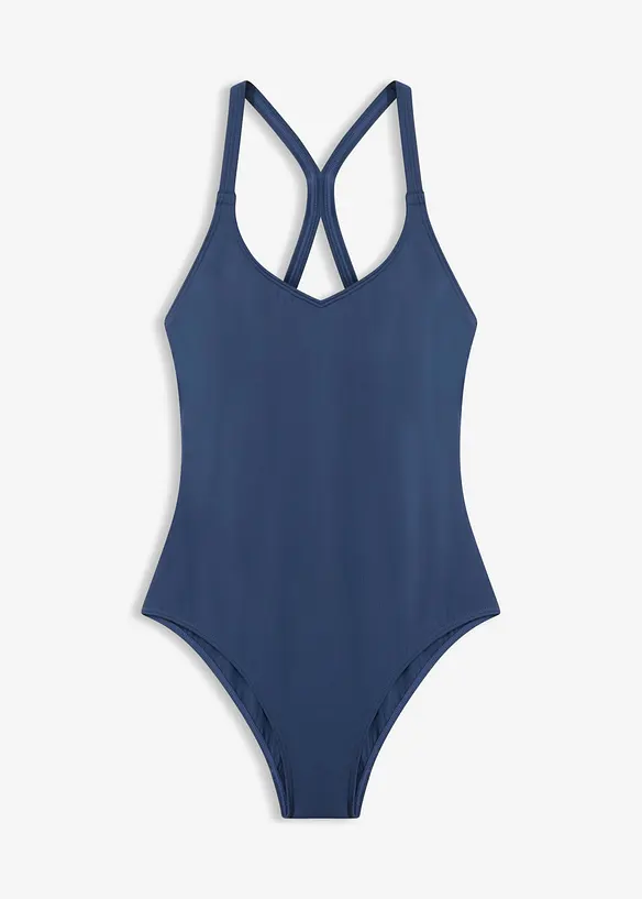 Schnelltrocknender Sport-Badeanzug mit Racerback in blau von vorne - bonprix