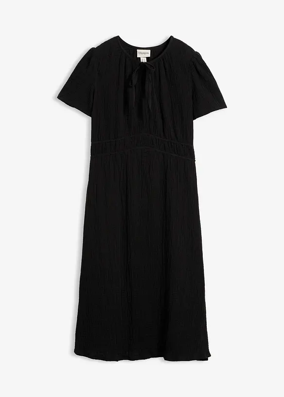 Musselin-Tunika-Kleid aus reiner Baumwolle in schwarz von vorne - bonprix Musselin-Tunika-Kleid aus reiner Baumwolle in schwarz von vorne - bonprix