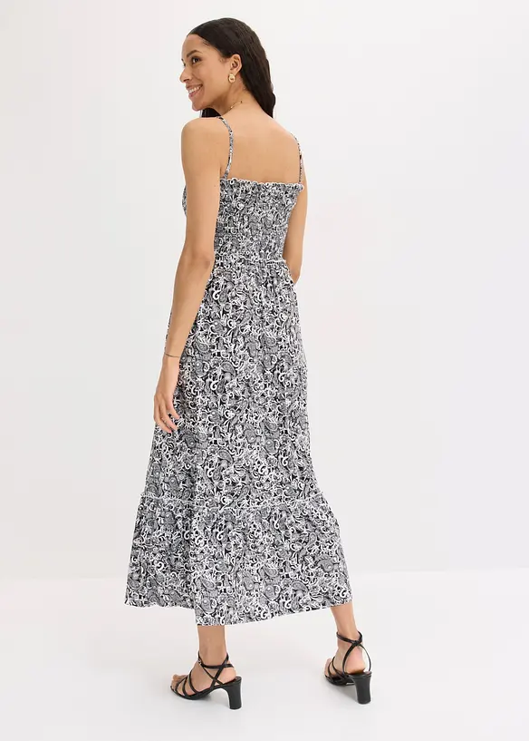 Trägerkleid aus Viskose-Mix in schwarz von hinten (Totalaufnahme) - bonprix