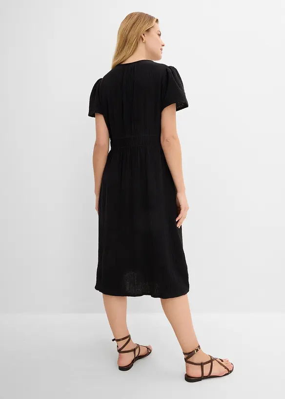 Musselin-Tunika-Kleid aus reiner Baumwolle in schwarz von hinten (Totalaufnahme) - bonprix Musselin-Tunika-Kleid aus reiner Baumwolle in schwarz von hinten (Totalaufnahme) - bonprix