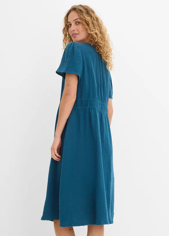 Musselin-Tunika-Kleid aus reiner Baumwolle in petrol von hinten (Totalaufnahme) - bonprix Musselin-Tunika-Kleid aus reiner Baumwolle in petrol von hinten (Totalaufnahme) - bonprix