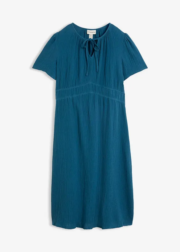 Musselin-Tunika-Kleid aus reiner Baumwolle in petrol von vorne - bonprix Musselin-Tunika-Kleid aus reiner Baumwolle in petrol von vorne - bonprix